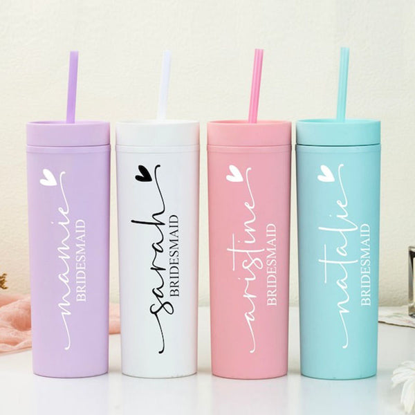 Personalized Tumbler with Lid and Straw,Custom Name Skinny Tumbler