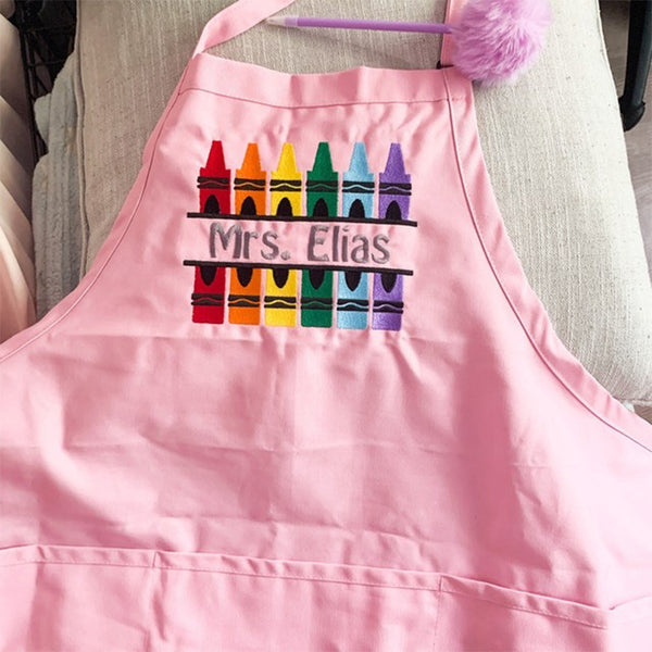 Teacher apron crayon art teacher gift