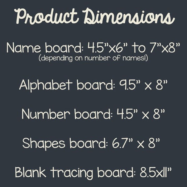 Letter, Number, and Shapes Tracing Board Bundle with Custom Name Sign