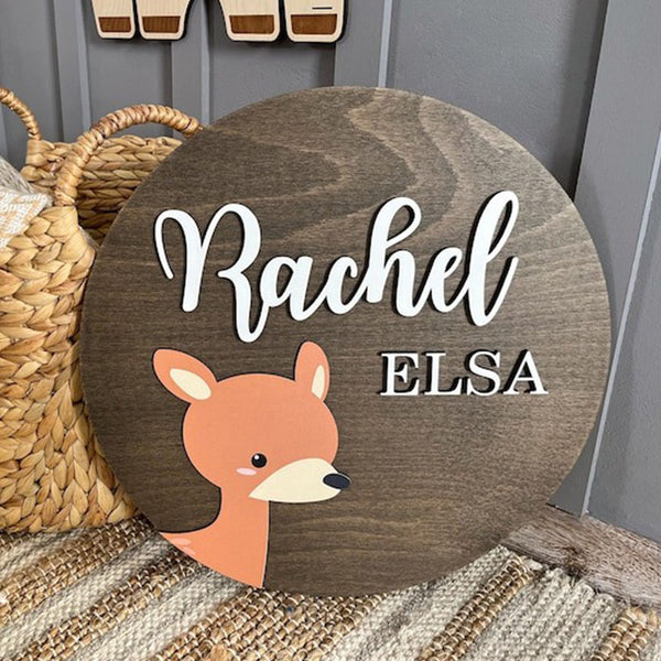 Round Wood Name Sign Baby Shower Gift Baby Name Sign