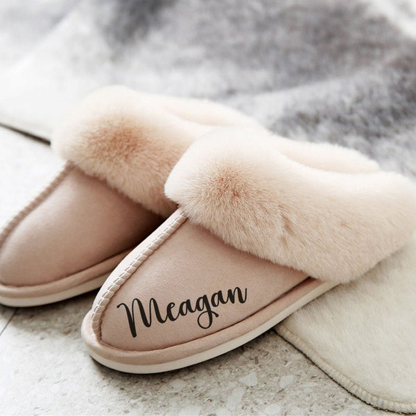 Personalized Women's Slippers Memory Foam House Slippers with Rubber Sole