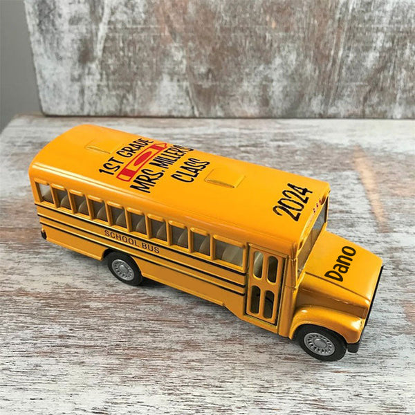 Personalized Alloy School Bus, Back To School Gifts for Kids, Teacher Gifts, Custom Toy School Bus