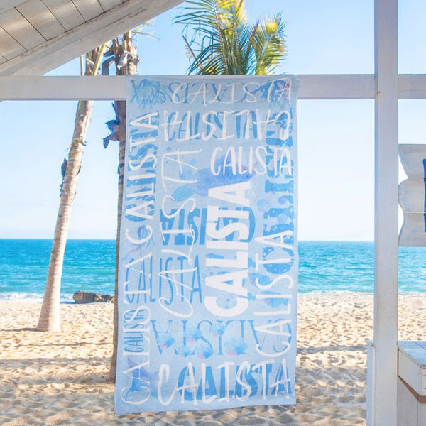 Personalized Beach Towels With Names, Custom Lettered Kids Signature Pool Towels