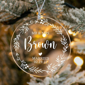 Custom Christmas Married Ornament, Personalized Christmas Ornaments, Mr and Mrs Ornament