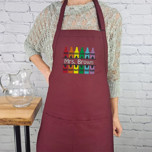 Teacher apron crayon art teacher gift