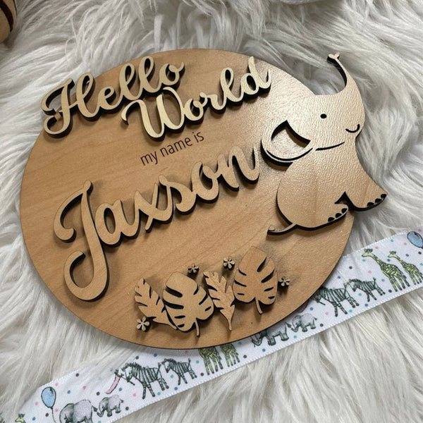 Hello World New Baby Wooden Plaque, Baby Shower Gift