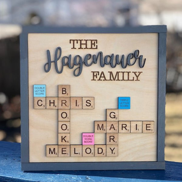 Personalized Last Name Scrabble Wood Sign, Gift for Grandpa