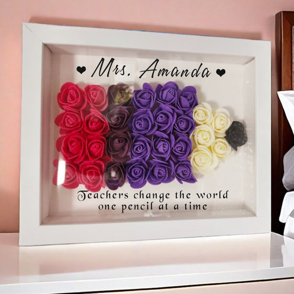 Custom Teacher Pencil Apple Shadow Box|School Office Sign