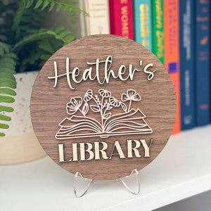 Personalized Library Sign, Book Shelf Decor,Gift for Book Lover