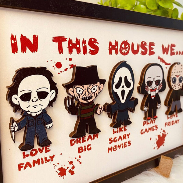 Halloween horror 3D wooden frame sign