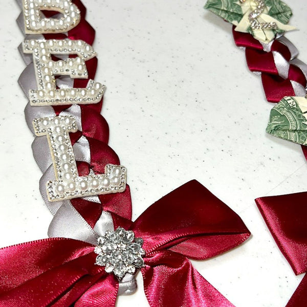 Graduation Lei, 2 Color Double Braid with bows, Personalized Letters & Numbers