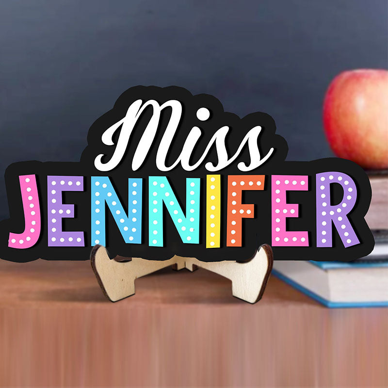 Personalized Rainbow Teacher Name Sign For Door, Teacher Appreciation Gifts