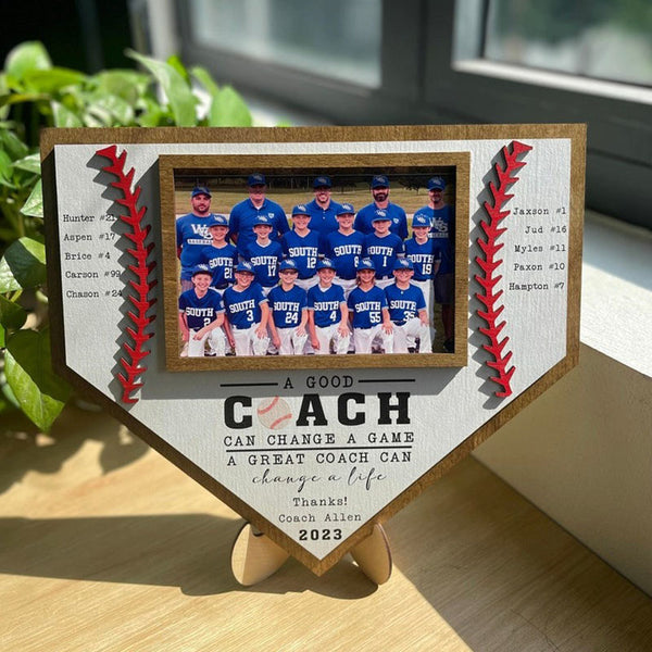 Custom Baseball Coach Wooden Sign,Team Photo Hanging Plaque, End of Season Manager Gift