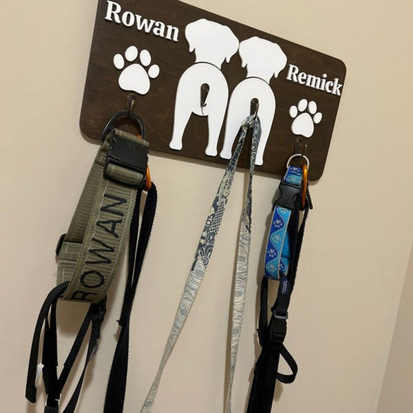 Custom Dog Leash Holder, Personalized Dog Butt Leash Holder for Wall, Dog Leash Hanger with Name