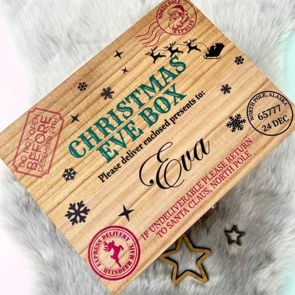 Custom Christmas Eve Box,personalised wooden gift box