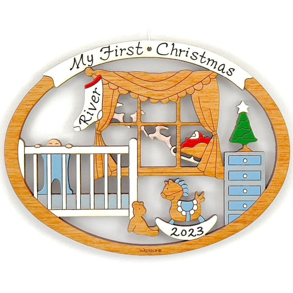 Personalized Baby's First Christmas Ornament - Wood, Laser Cut