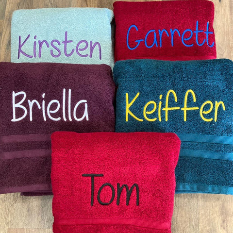 Personalized bath towel, embroidered towel