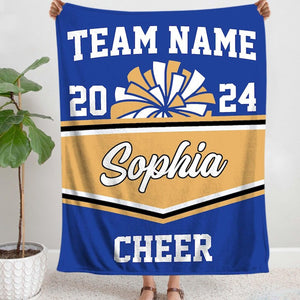 Personalized Cheerleading Blanket, Customized Name Premium Cheerleading Gift, Customized Cheerleading Coach Gift