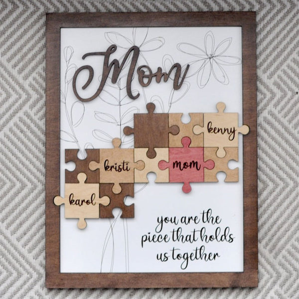 Mom Puzzle Sign for Mother's Day with Space for Names