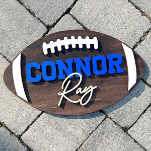 3D Custom Kids Room Decor, Football Wooden Name Sign