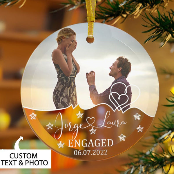 Personalized Engaged Ornament, Engaged First Christmas