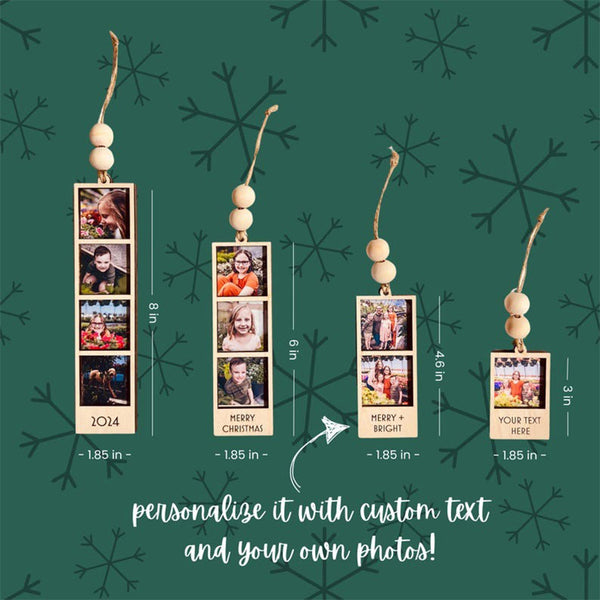 Photo Ornament, Photo Strip Ornament, Personalized Photo Strip Christmas Ornament