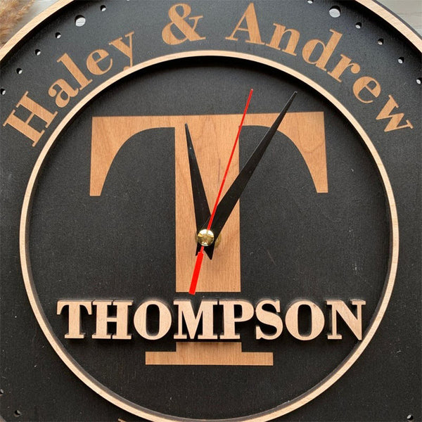 Custom Wall Clock, Personalized Family Name Clock