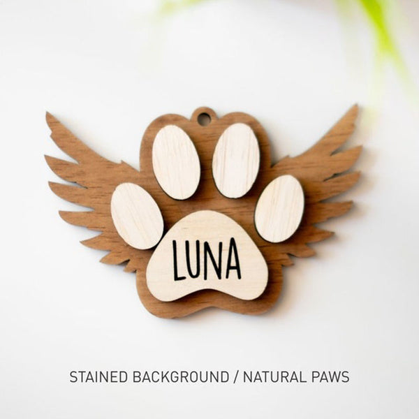 Angel Wings Dog Paw Ornament Personalized Christmas Ornament Pet Cat