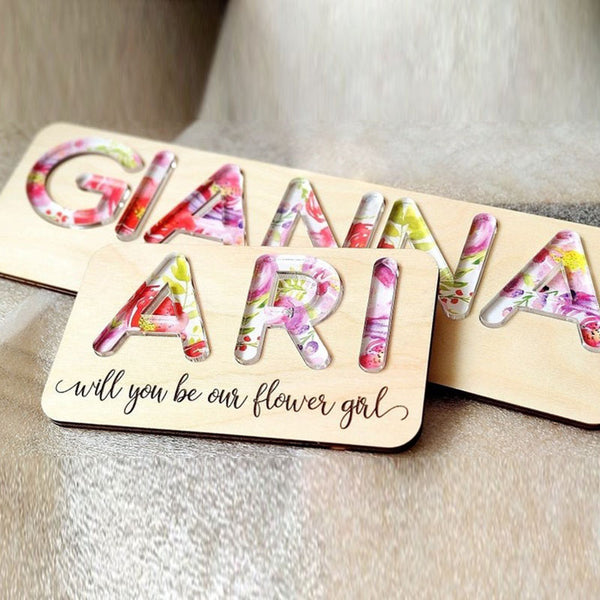 Flower Girl Name Puzzle, Personalized Flower Girl Proposal Gift, Ring Bearer Gift