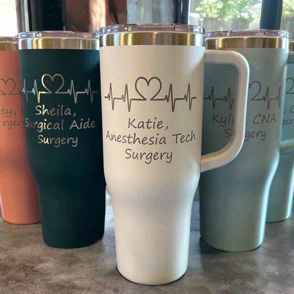 Personalized Nurse Tumbler With Handle And Straw - Engraved Personalized Gifts