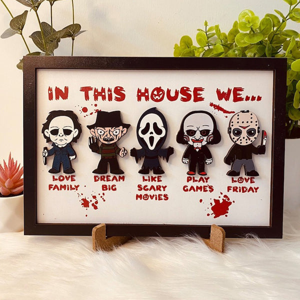 Halloween horror 3D wooden frame sign