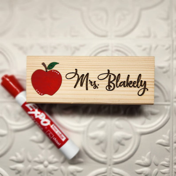 Personalized Teacher Whiteboard/Chalkboard Eraser Gift Set, Hand Painted