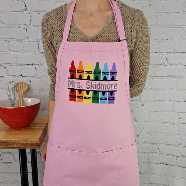 Teacher apron crayon art teacher gift