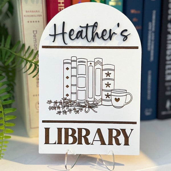 Library Sign, Personalized Library Sign, Book Shelf Decor