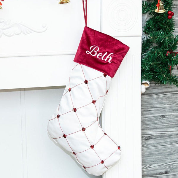 Christmas Stockings Personalized Velvet Sequin Holiday Ornaments