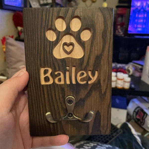 Customized Leash Holder, Dog Lovers Gift Personalized, Dog Wall Organizer,