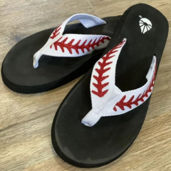 Personalized Baseball Flip Flops, Custom Sandals with Stitches