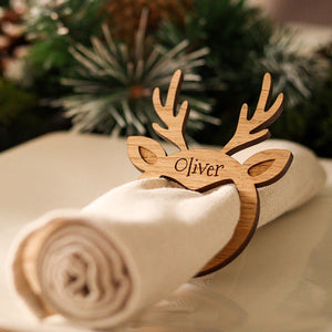 Christmas Personalised Deer Wooden Napkin Ring