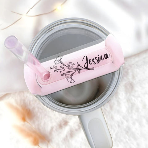 Personalized Transparent Birth Month Flower Tumbler Name Tag | 40oz 30oz | Acylic Name Plate