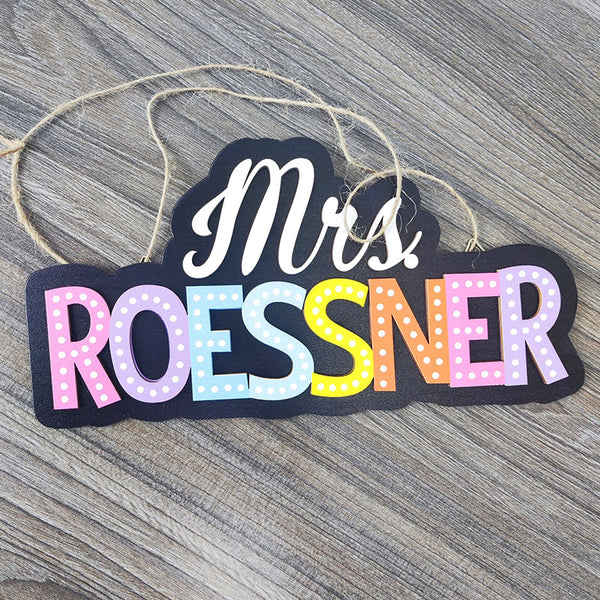 Personalized Rainbow Teacher Name Sign For Door, Teacher Appreciation Gifts