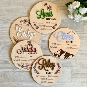 Baby Announcement Sign Personalized Name Baby Birth Stats Wooden Birth Announcement