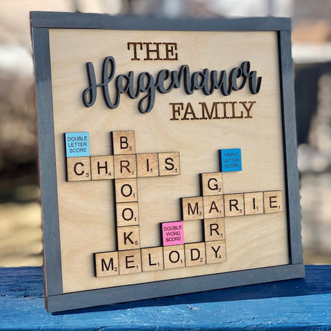 Personalized Last Name Scrabble Wood Sign, Gift for Grandpa