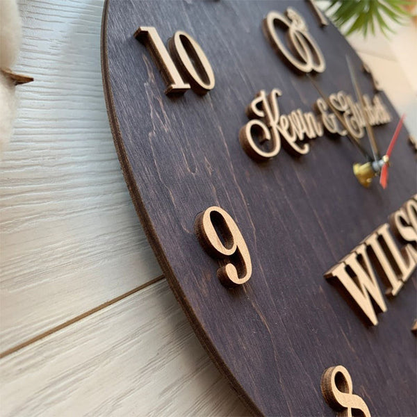 Custom Wall Clock, Personalized Family Name Clock