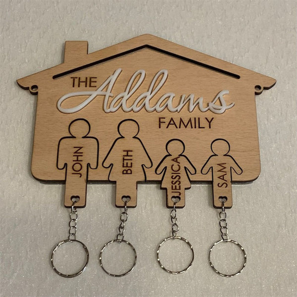 Personalized Wooden Key Holder for Wall Custom Family Key Hanger Wood Key Rack