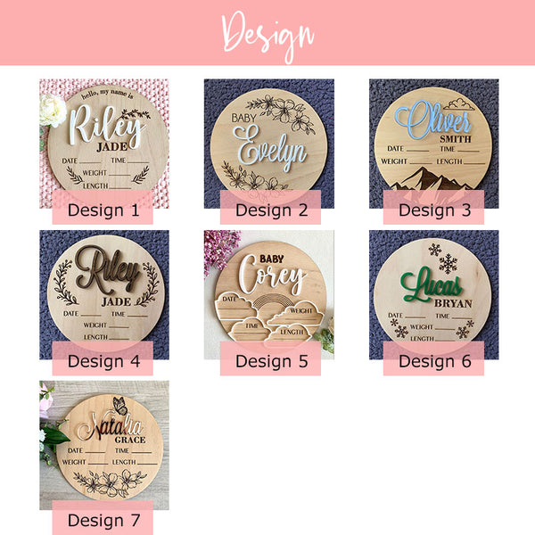 Baby Announcement Sign Personalized Name Baby Birth Stats Wooden Birth Announcement