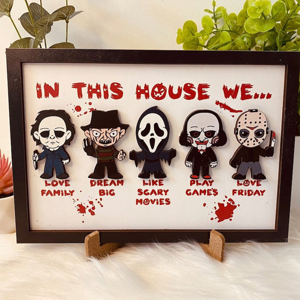 Halloween horror 3D wooden frame sign