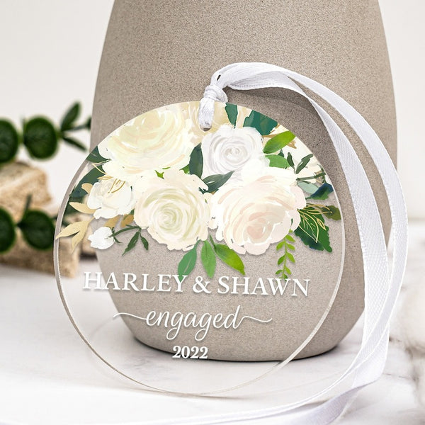 Personalized Engaged Married Ornament Personalized Wedding Ornament - Clear Acrylic - Gifts for Our Newlyweds