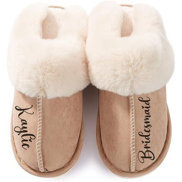 Personalized Women's Slippers Memory Foam House Slippers with Rubber Sole