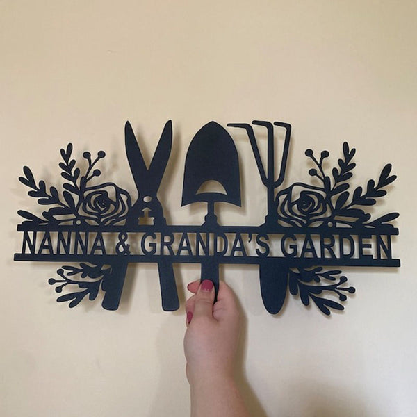 Garden Sign Personalized,Garden Metal Sign, Rose Garden Sign, Custom Gardener Name Sign