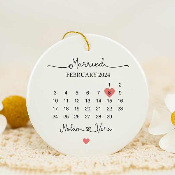 Personalised Married Calendar Date Hanging Keepsake